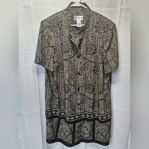 Studio I Black and Tan Patterned Blouse